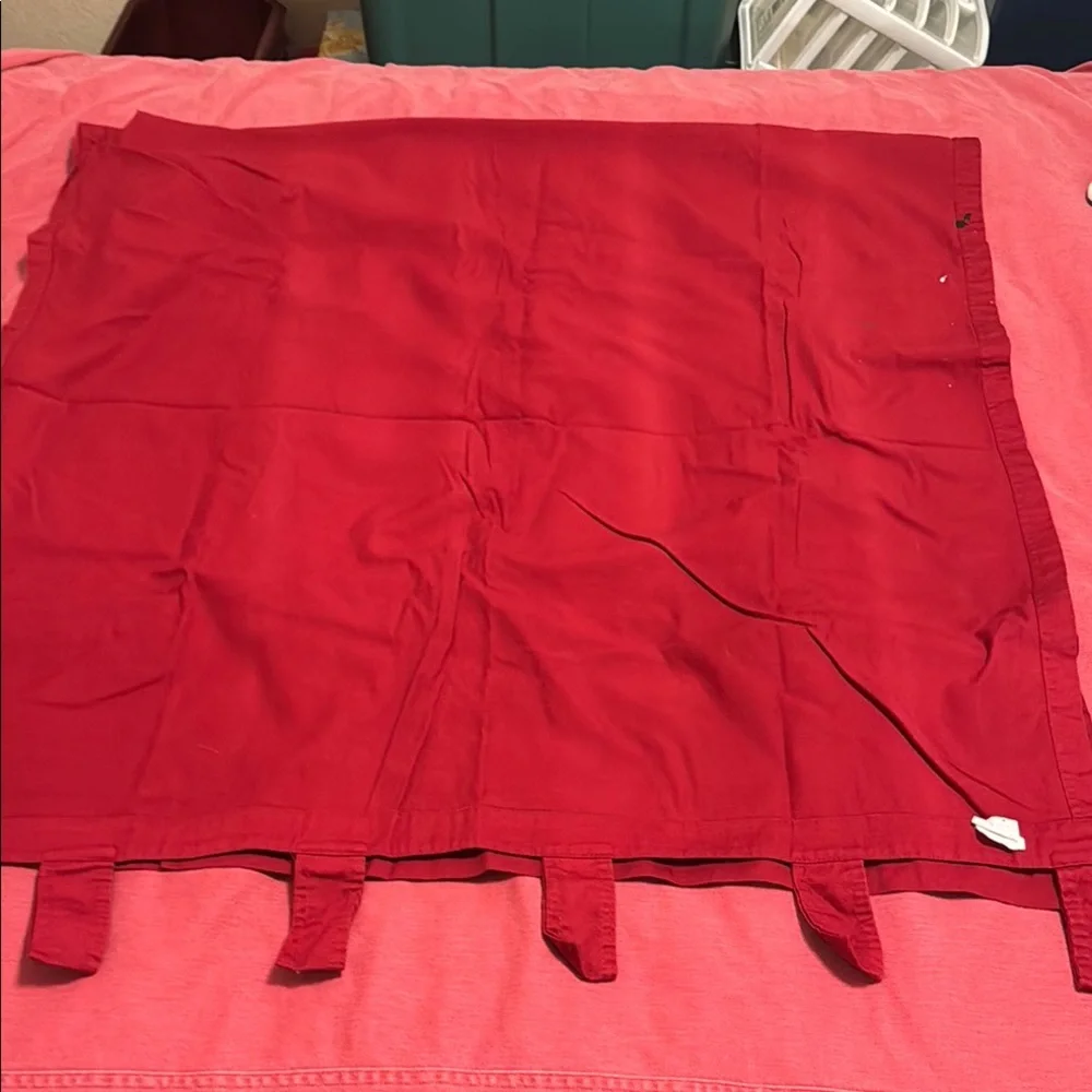 Mainstays Red Cotton Fabric Long Drape Panels 2  with 6 Hang Loops